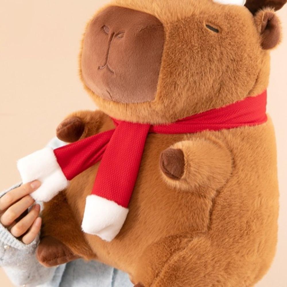 Dress Up Christmas Capybara Plush Cartoon Capibara Fluffty Doll Capybara Plush Toy  Birthday Gift
