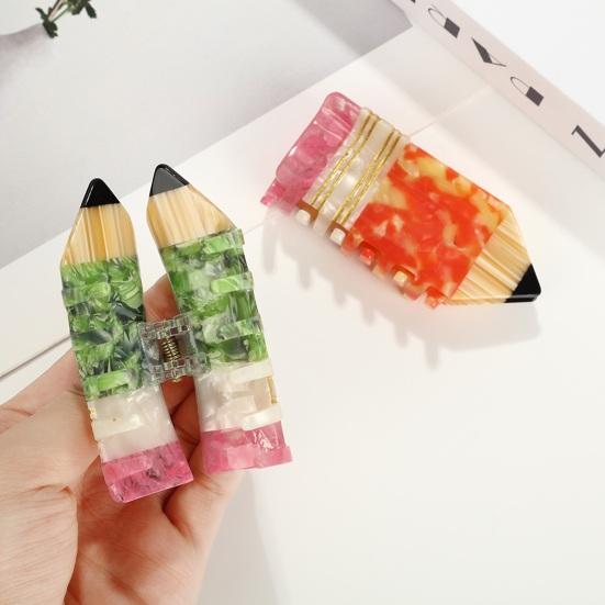 Hair Clip Pencil Shape Acetic Acid Back Head Hair Claw Anti-slip Teeth Lightweight Colorfast Large Shark Hair