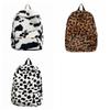 Plush Leopard Print Backpack Lightweight Students Daypack Wear Resistant Students School Bag  Daily