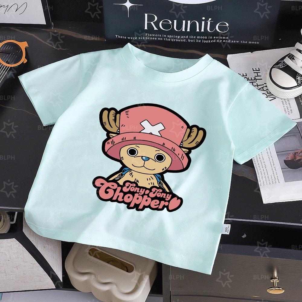 Cute One Piece Tony Tony Chopper Printed Kids TShirt Adorable Cartoon Character Design for Boys Girls Soft Cotton Casual Tee