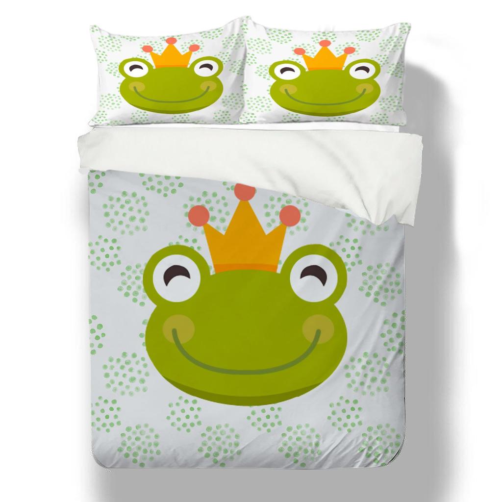 Home Bed Clothes 2/3pcs Bedding Sets 3d The Frog Prince Printed Fashionable Duvet Cover Sets Queen Full Size Bed Suit