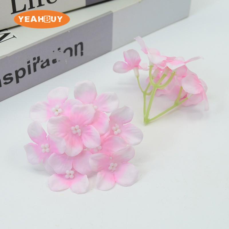 

50pcs 15Colors Mini Hydrangea Silk Simulation Flower Heads Home Wedding Decor For Scrapbooking Handicraft Festival Decoration 50 pieces
