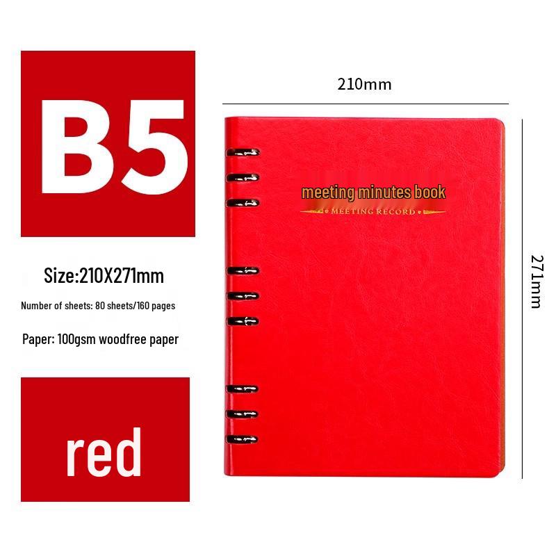A4 Loose-leaf Meeting Notebook - Business Notepad for Minutes & Work Plan Notes