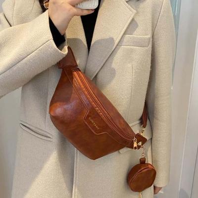 Fanny Packs PU Chest Bag Half Moon Bag With Coin Purse Crossbody Waist Pack Large Capcity Korean Style Running Waist Bag Student