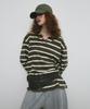 Saendeulig Stripe Overfit Collar T-Shirt_Khaki