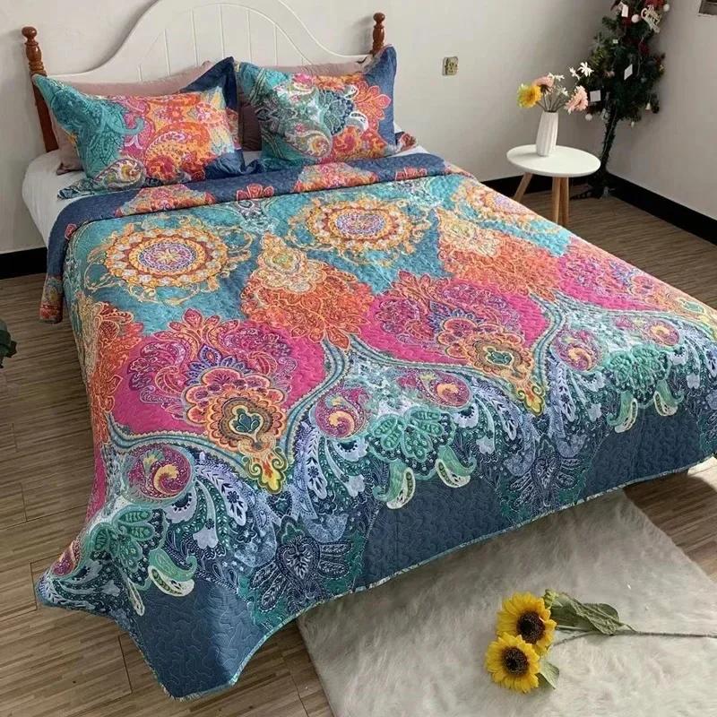 Bohemian Style Bedspread On The Bed Plaid Stitch Blanket Double Bed Sheets Bedspreads for Bed Cover Mattress Topper Sofa Cover