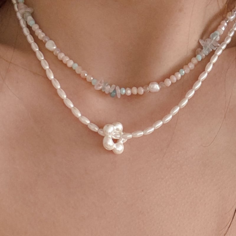 

objet213 Peach Spring Necklace 2. Pearl Flower
