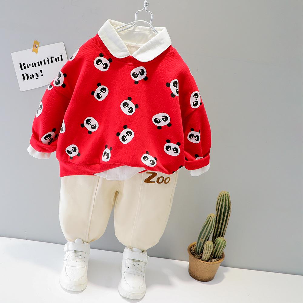 Autumn Children's Cartoon Print Long-Sleeve Two-Piece Set - Little Bajun