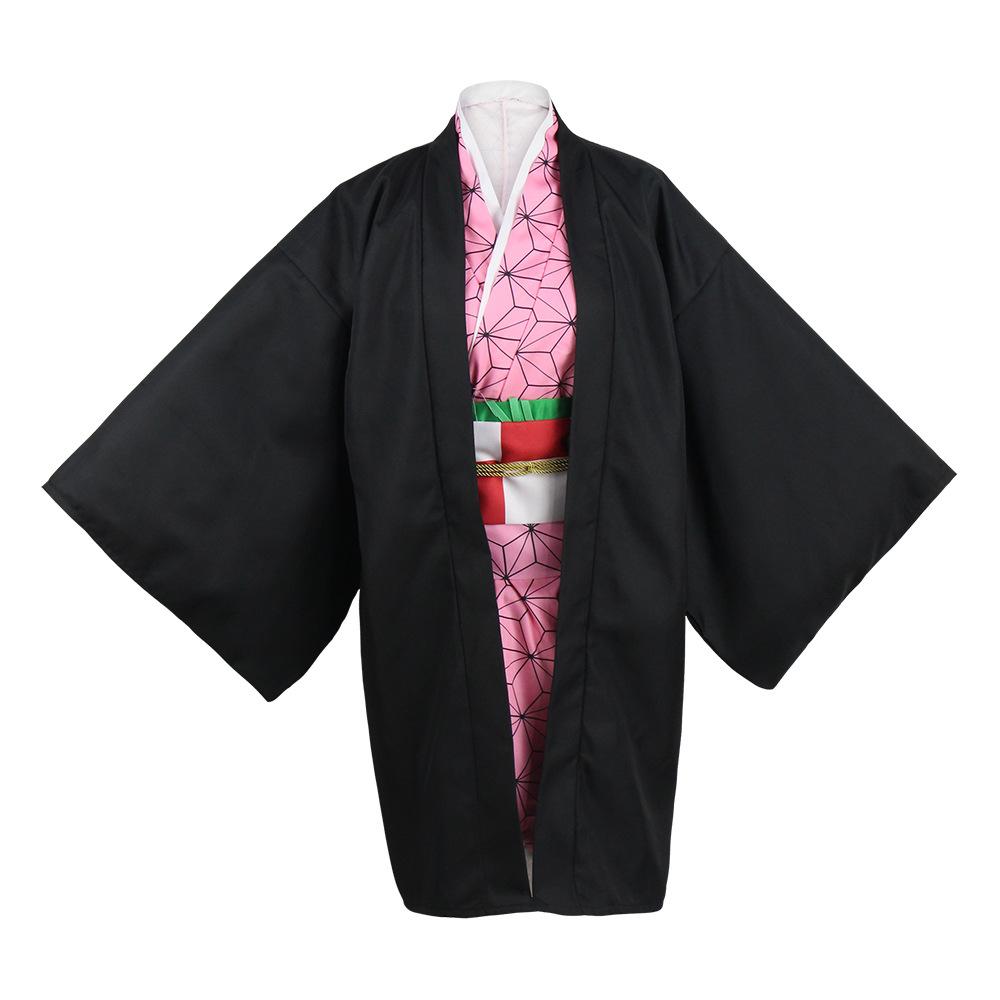 Ysir Anime Nezuko Cosplay Costume Kimono Devil Hunter Kamado Nezuko Costume Wig Womens Girls Kimono Uniform Clothes