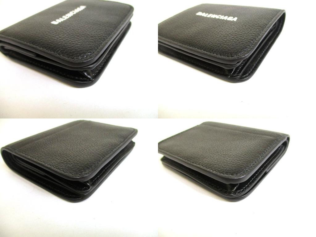 Authentic BALENCIAGA Black Leather Bifold Wallet Compact Wallet #a898  Refurbished