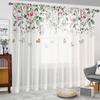 2 kusy HD digitální jednoduché motýlí květinové tištěné záclony domácí dekorace styl dekorativní obývací pokoj ložnice tyčové záclony