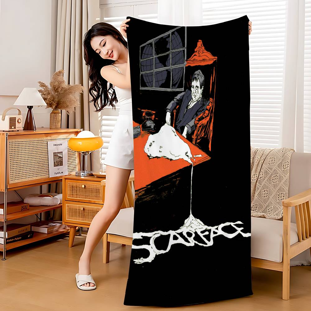 Classic Film S-Scarface Bath Towel Microfiber Soft Water Absorbing Breathable For Girl Kids Decorative Cartoon Beach Towel