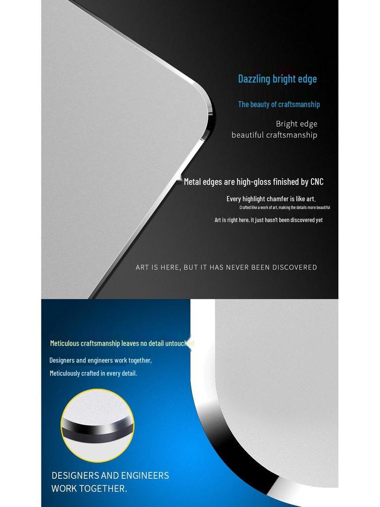 Large Non-slip Stain-resistant Aluminum Mouse Pad, 220x180mm, Customizable