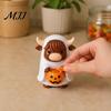Holiday Party Table Centerpieces Highland Cow Ghost Figurine with Pumpkin Candy Bowl, Cute Halloween Resin Bowl Tabletop Decor for Farmhouse