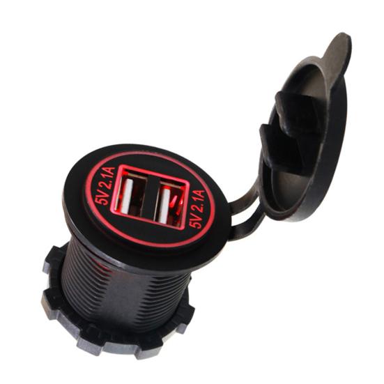 5V 2.1A doble USB-porter LED-skjerm Bilmotorsykkeltelefonladerkontaktadapter