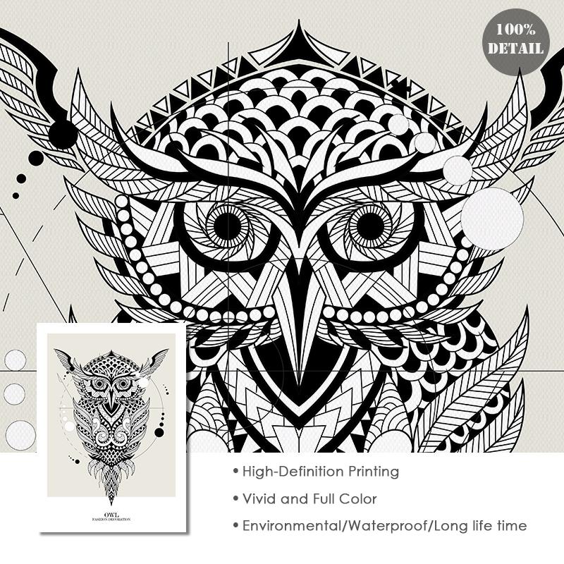 Abstrakte geometrische Tiere Leinwand Malerei Löwe Eule Wolf Poster Nordic Print Wandkunst Bilder für Wohnzimmer Moderne Wohnkultur