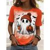 Fashion Women Halloween Pattern Print T Shirt Funny Casual O-neck Short Sleeves T-shirt Summer Female Tee Shirt