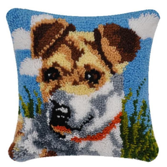 Cute Animal Latch Hook Pillow Smyrna Package Hooks Hand Knitted Dog Embroidered Pillow Carpet Embroidery Set Latch Hook Rug Kits