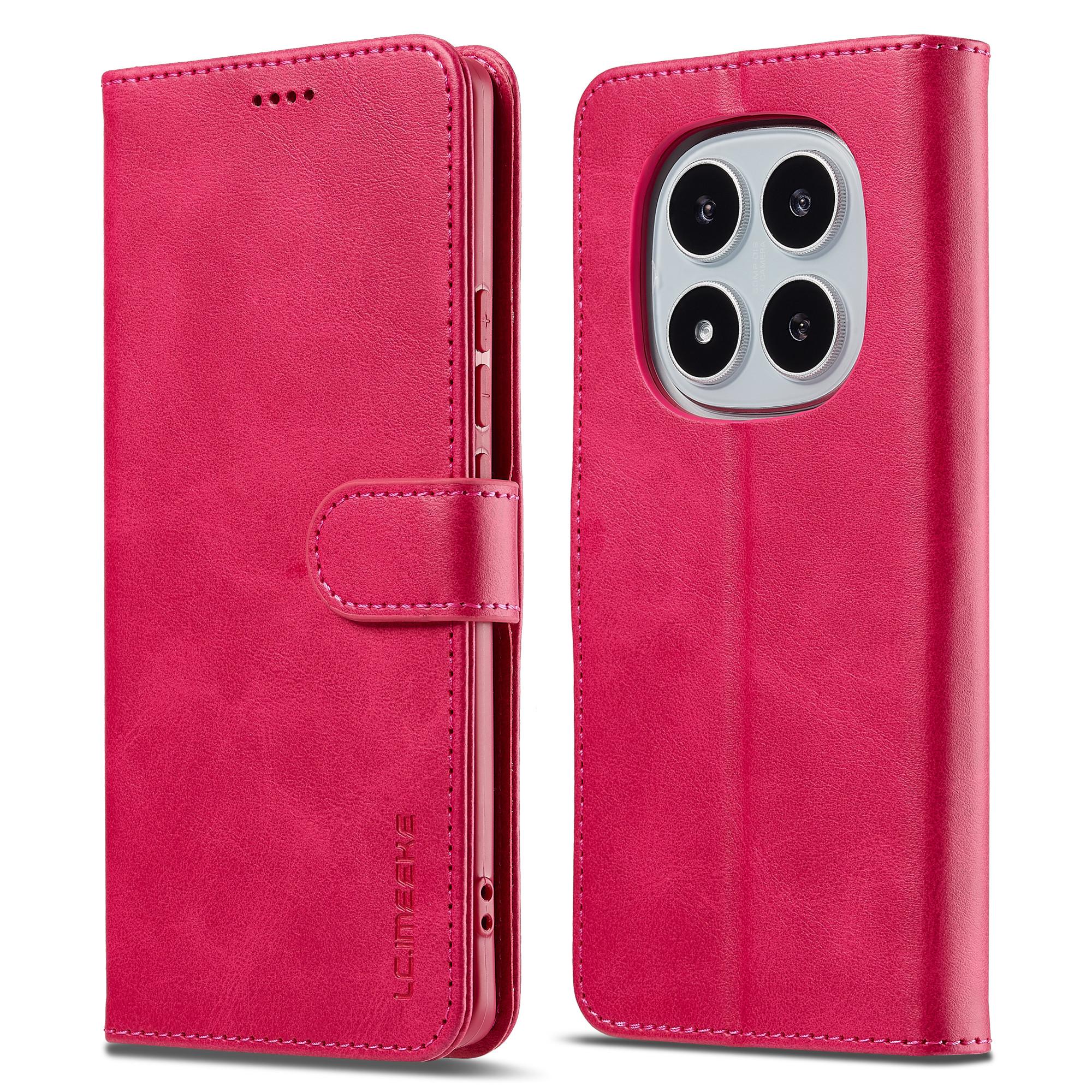 

LC.IMEEKE Для Xiaomi Redmi Note 14 Pro 4G Чехол Текстура теленка PU кожа Подставка Кошелек Чехол для телефона Rose