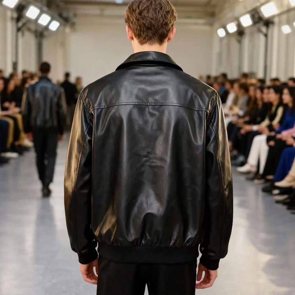 New men's PU leather jacket stand-up collar locomotive jacket slim fashion casual jacket autumn and winter trend leather jacket