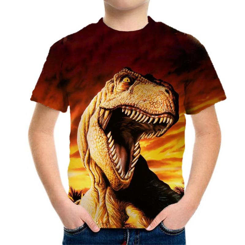 Children's Clothing Boys T-Shirt Children's T-Shirts 3D Dinosaur Graphic Print Kids Summer Clothes Fashion Casual Tees Girl Tops