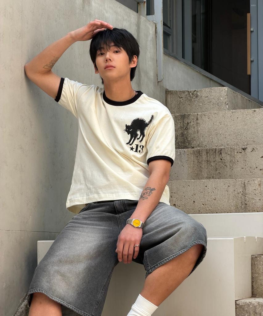 AMOU 13 Cat Half T-Shirts Ivory