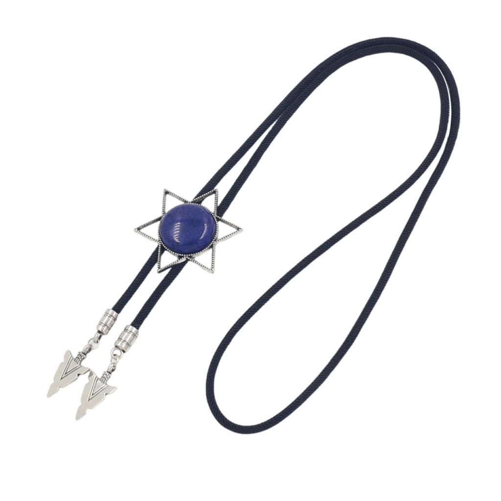 Vintage Western Cowboy Bolo Tie Hexagram Stone Necktie Punk Lariat Necklace Costume Accessory Bolo Tie Western