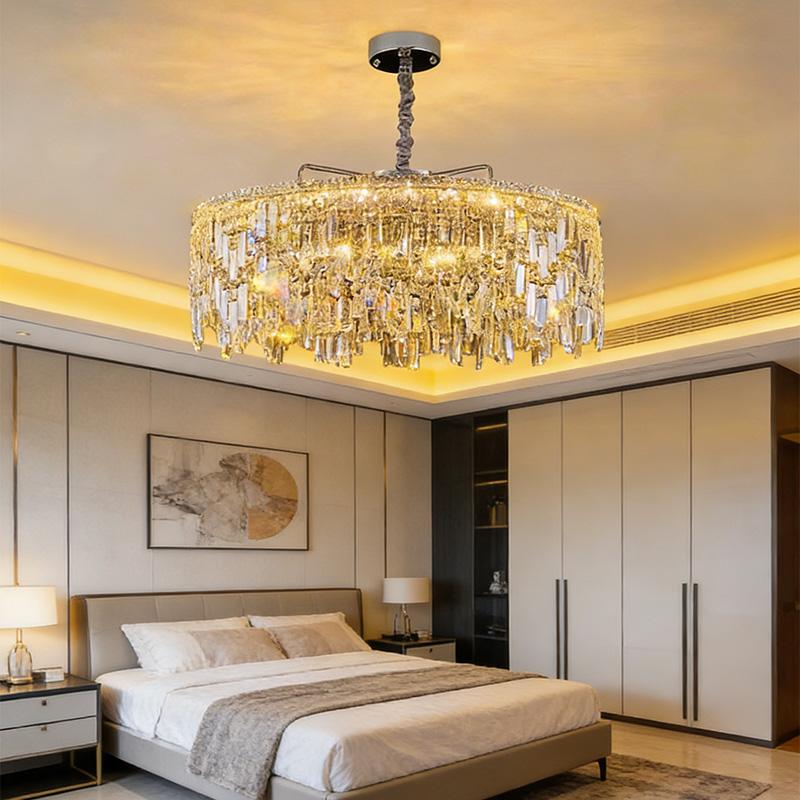 Luxury Nordic Lustre Crystal LED Chandelier Indoor Ceiling Pendant Light Villa Living Dining Room Bedroom Hanging Decor Lighting