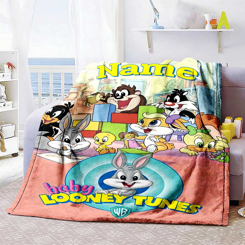 Warner Bros. Works (77) Personalized Name Blanket Throw Customizable Blanket Warmthful Decor Versatile for Chair Office Chair Nap Picnics