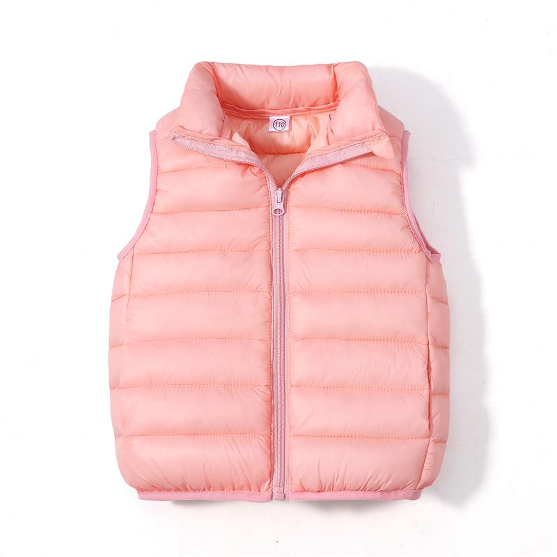 Children's Korean Style Lightweight Down Cotton Vest, 2025 Autumn/Winter Stand-up Collar Warm Gilet for Boys and Girls