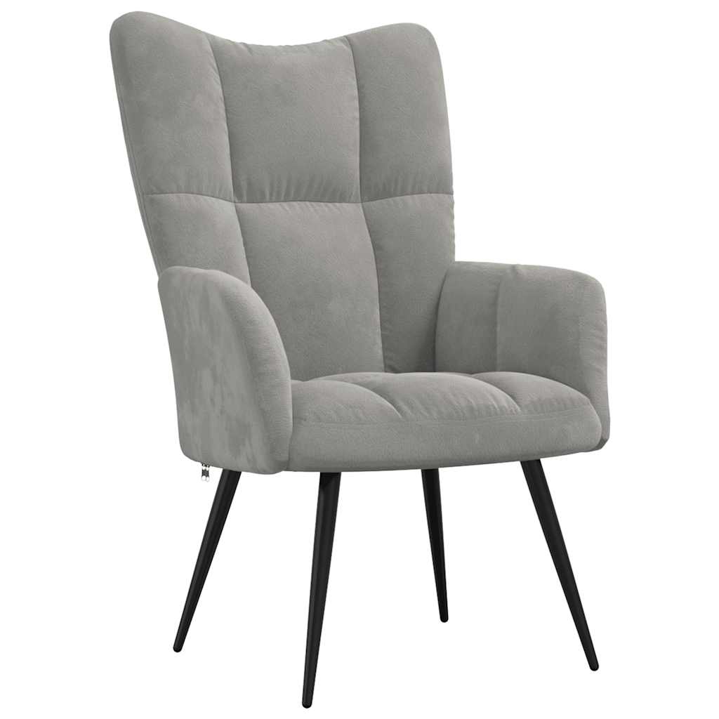 Vidaxl Armchair, Light Gray, Upholstered In Velvet