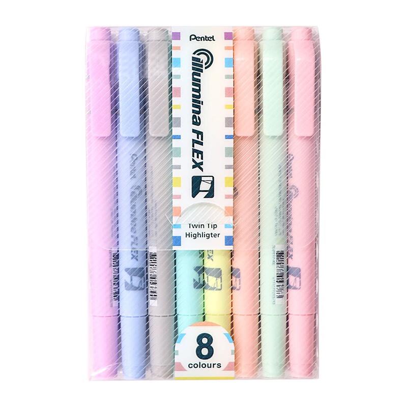 Pentel Double-Ended Macaron Fluorescent Marker - Water-Based, Light Colors Chisel Tip