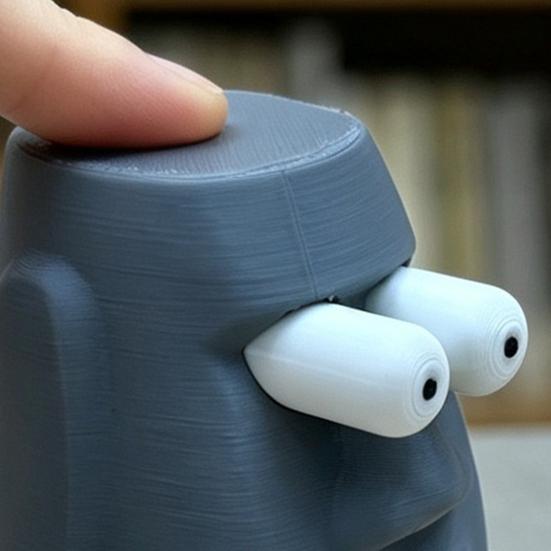 1/2Pcs 3D Printed Moai Statue Fidget Toy, Eye Popping Stone Statue Stress Relief Toy, Easter Island Head Statue Desk Toy for Home Office