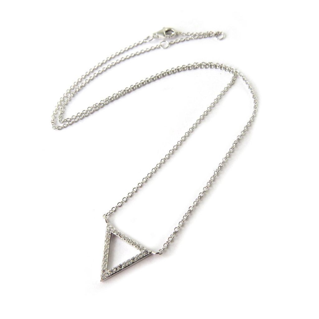 Les Trésors De Lily [N6834] - White 'Triangles' Silver Necklace (rhodium-plated) - 16x16 Mm