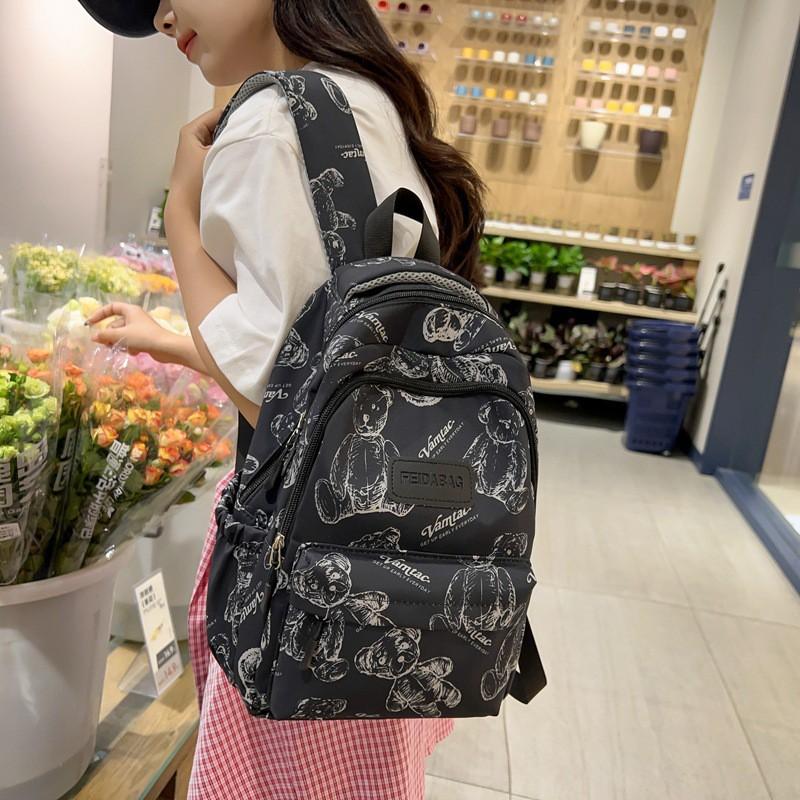 High-face Value Small Fresh Backpack Girls Light Large Capacity Junior High School Students Schoolbag Bear Casual