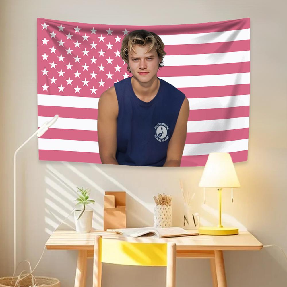 JJ Outerbanks Tapiserie JJ Maybank Americká vlajka Estetická dekorace Nástěnná závěsná Ložnice Kolej Pozadí Domov A Zahrada Banner