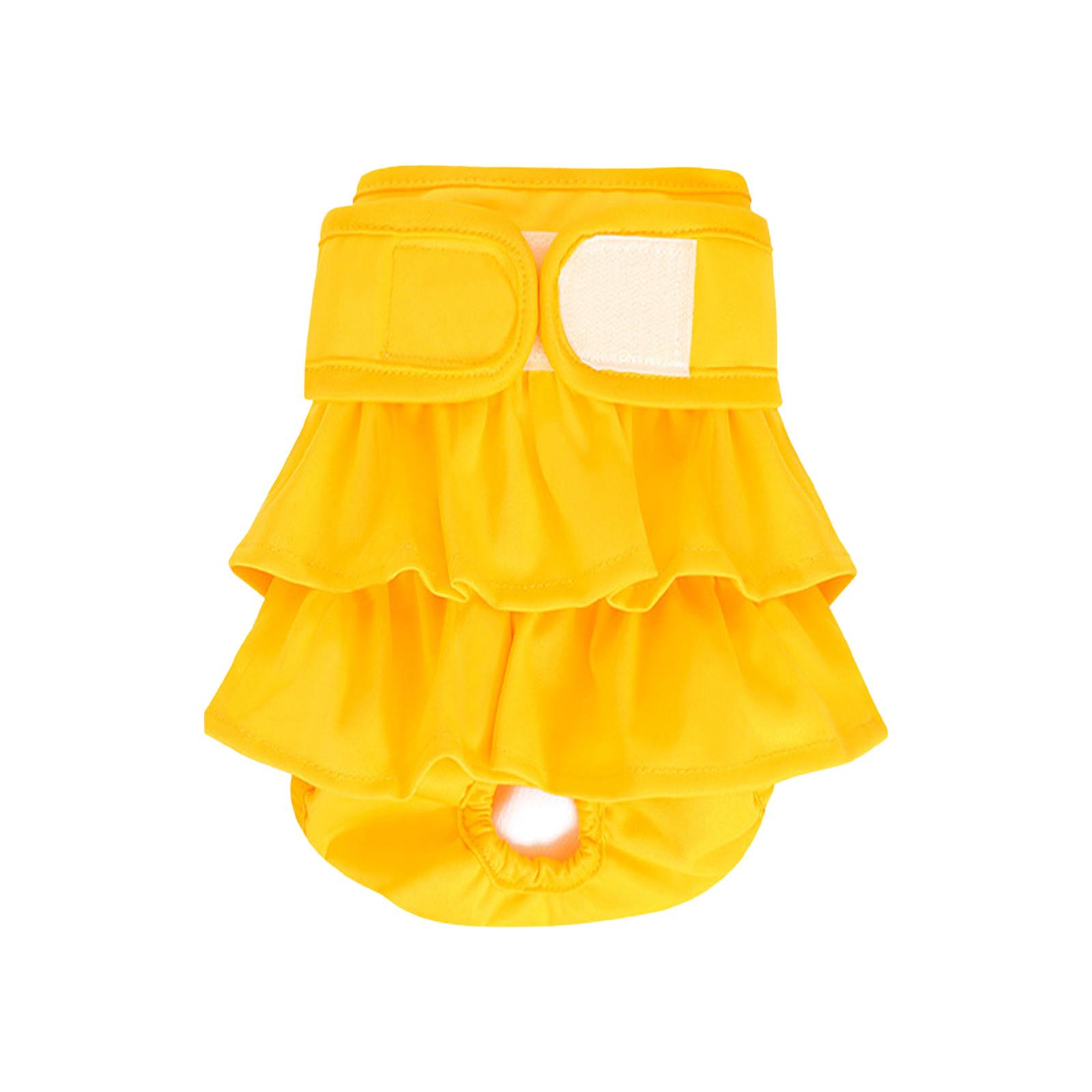 

Моющиеся подгузники для сук - многоразовые подгузники для собак с регулируемыми кнопками, герметичные подгузники для щенков с высокой впитывающей способностью для сук XS жёлтый