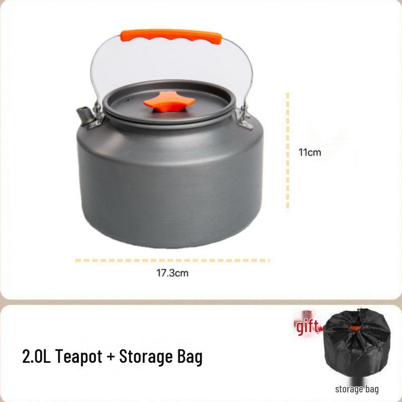 Portable Outdoor Camping Cookware Set with Kettle, Frying Pan, and Tableware Gear