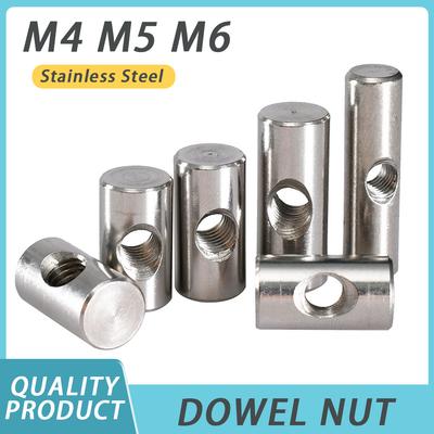 M4 M5 M6 Stainless Steel Dowel Pin Nuts Embedded Furniture Hammer Insert Nut Cylindrical Barrel Bolts Metric Thread Woodworking