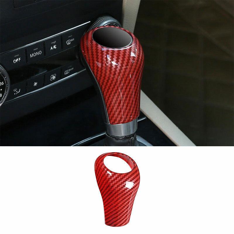 Fit For Benz GLK 2009-2015 ABS Red Carbon Fiber Inner Gear Shift Knob Cover Trim
