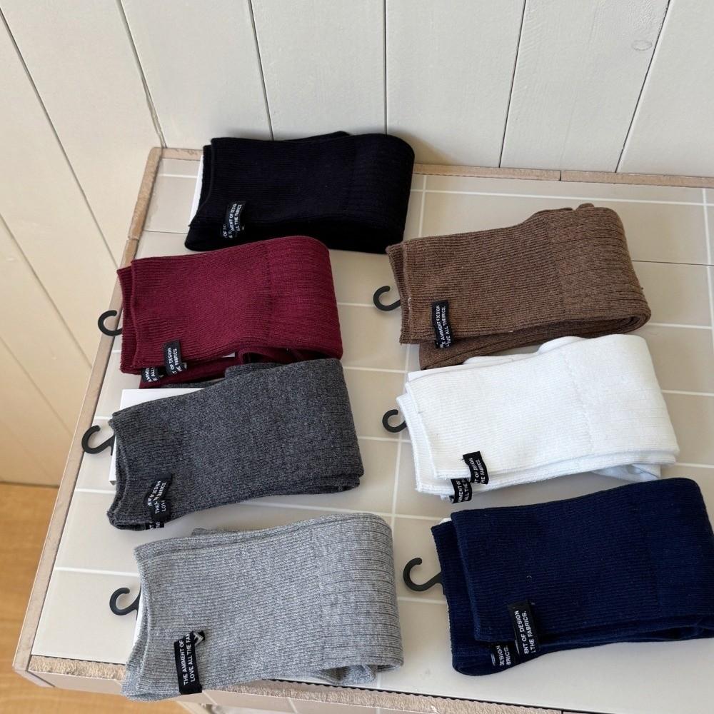 Solid Color Women Stockings Breathable Calf Socks Simple Knee High Socks  Autumn