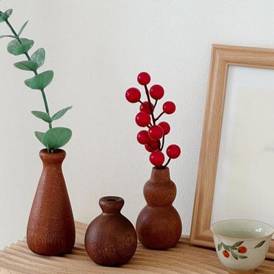 Mini Vaso in Legno per Fiori Secchi Fatto a Mano Vaso Fiori in Legno Naturale Piccolo Vaso Decorativo per Boccioli per Scrivania Scaffale Decorazione Casa