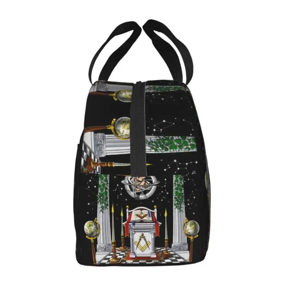 Custom Freemason Masonic Sun Moon Insulated Lunch Bag for School Office Leakproof Cooler Thermal Bento Box Women Children