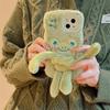 Cute Frog Creative Pull-Out Anti-Fall Cartoon Doll Plush Case for Apple 12/ 13/ 14 Pro Max.