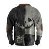Herren Casual Fashion Weihnachtsdruck Kapuzenpullover Breiter Herren Loose Button Stand Collar Kapuzenpullover