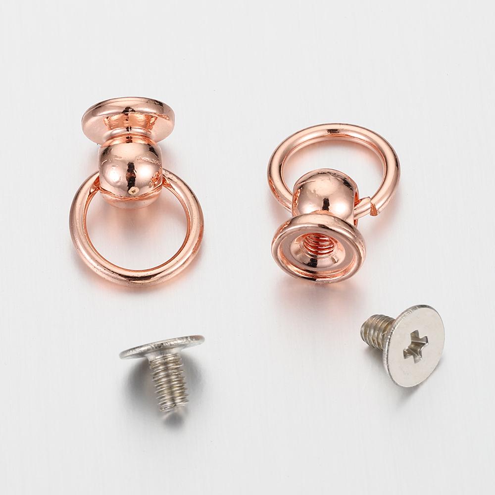 20pcs Metal Ball Post With O Ring Studs Rivets Nail Screwback Round Head Spots Spikes Leather Craft Phone Case Decor Accessories