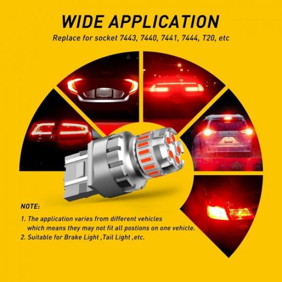 2pcs 7443 7440 7444 LED Flash Strobe Blinking Brake Stop Light Lamps For Honda