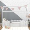 Single Bed Sturdy Construction High Stability Fence Design Mildew-proof Good Load-bearing Anti-fall Smooth Surface Frame Wooden Bedstead Bedroom