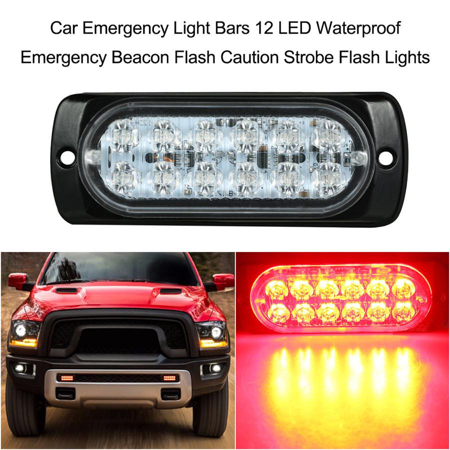 4Pcs Car Emergency Lamp Flash Red 12 LED Flasher Strobe Light for Turck Offroad