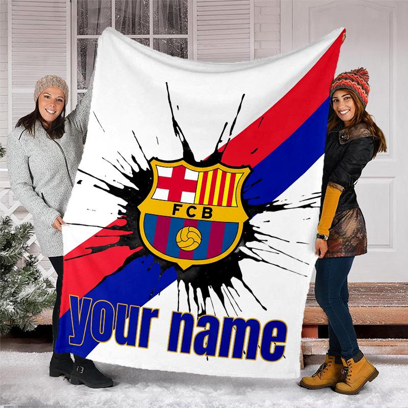 Customiz Name Personality FC Barcelona logo Blanket Soft&Warm Office Bed Travel Lunch Break Blanket,Gift All Seasons